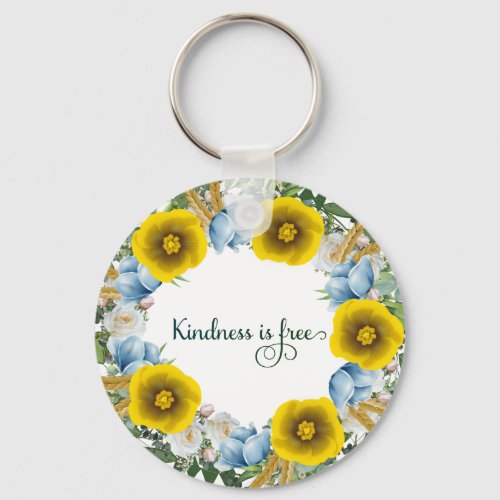 Ukraine Ukrainian Wreath Flowers Faith Hope Keychain