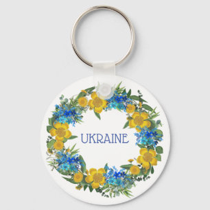 Ukraine Ukrainian Wreath Flowers Faith Hope Keychain