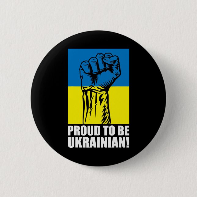 Ukraine Ukrainians Ukrainian Kiev Trysub Flag 14  Button (Front)