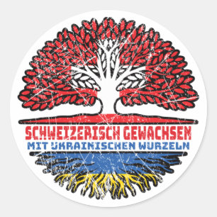 Ukraine Ukrainisch Schweizer Schweiz Baum Wurzel Classic Round Sticker
