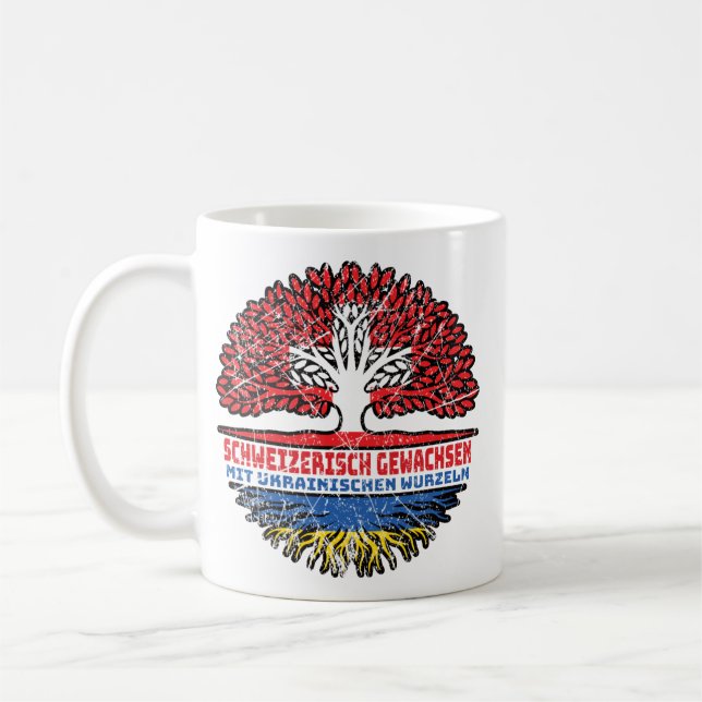 Ukraine Ukrainisch Schweizer Schweiz Baum Wurzel Coffee Mug (Left)