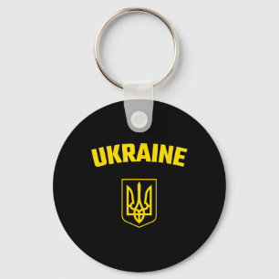 Ukraine. Ukrajina Trzub. Ukrainian Trident. Yellow Keychain