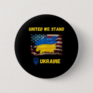 Ukraine United We Do Stand American Friendship Fla Button