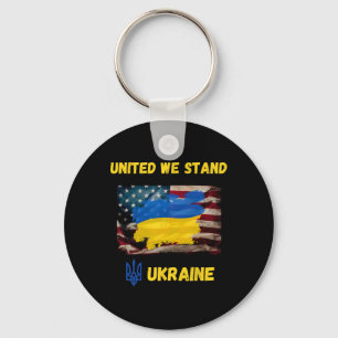 Ukraine United We Do Stand American Friendship Fla Keychain