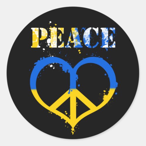 Ukraine Urban Style Peace and Love Symbol Classic Round Sticker