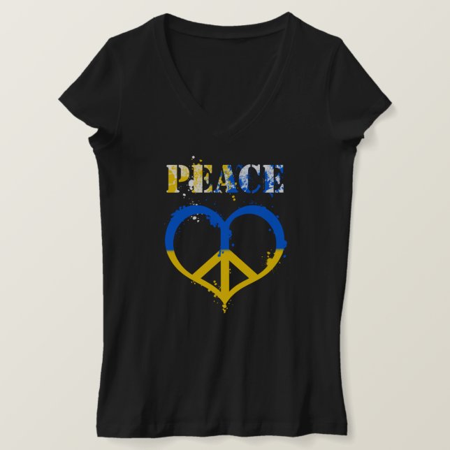 Ukraine Urban Style Peace and Love Symbol  T-Shirt (Design Front)