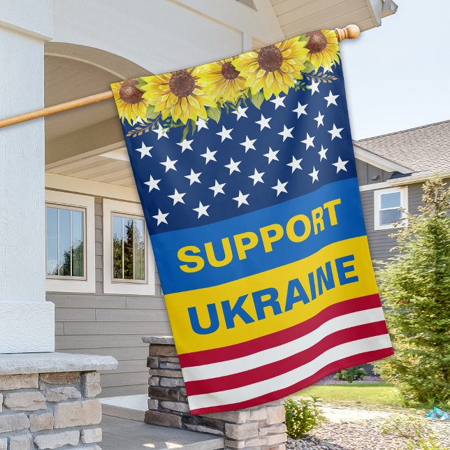 Ukraine US American Sunflowers Ukrainian Patriotic House Flag (Creator Uploaded)