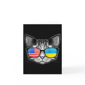 Ukraine Us Flag Roots Cat Ukrainian American  Card