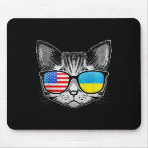 Ukraine Us Flag Roots Cat Ukrainian American  Mouse Pad