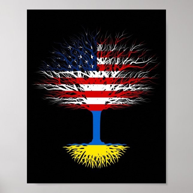 Ukraine USA America Flag Ukrainian Roots US Citize Poster (Front)