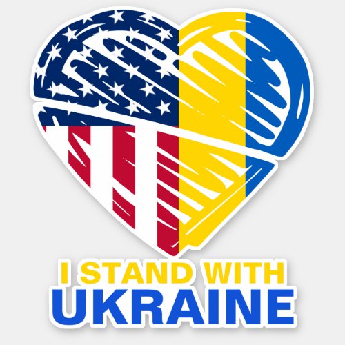 Ukraine USA American Flag Heart Support Car Sticker