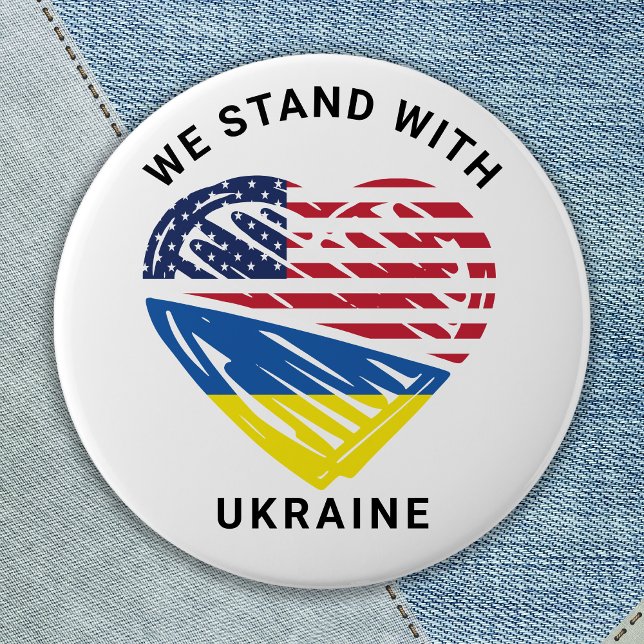 Ukraine USA American Flag Heart Ukrainian Support Button (Creator Uploaded)