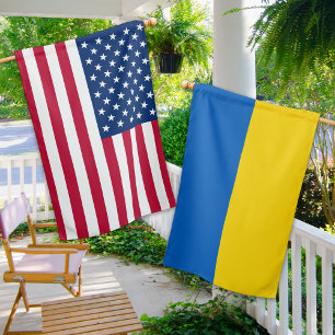 Ukraine & USA American Flag House Flag