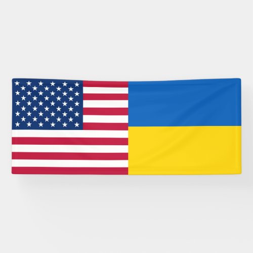 Ukraine USA American Flag Patriotic  Banner