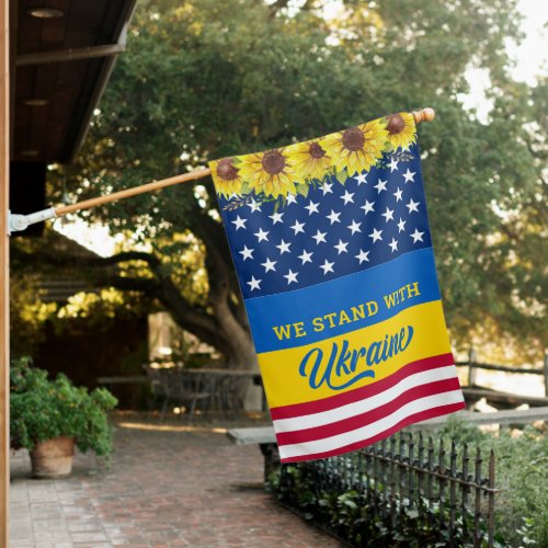 Ukraine USA American Sunflowers Solidarity   House Flag
