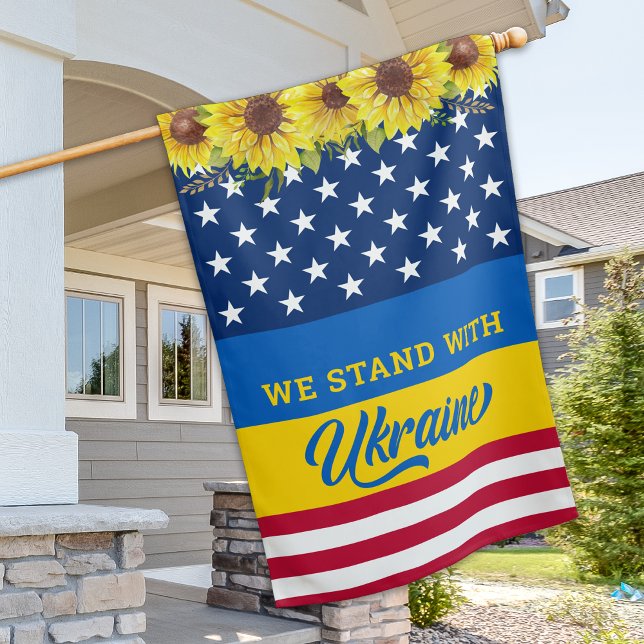 Ukraine USA American Sunflowers Solidarity   House Flag (Creator Uploaded)