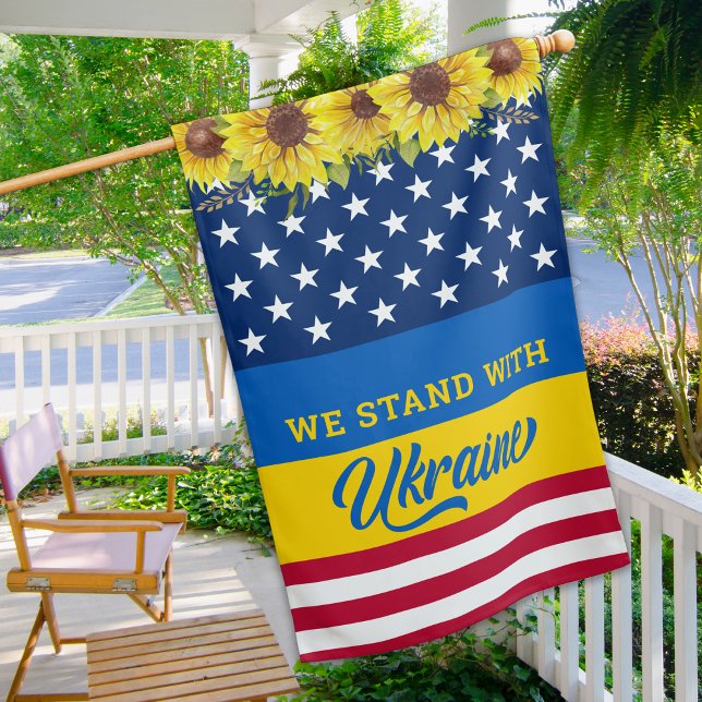 Ukraine USA American Sunflowers Ukranian House Flag (Creator Uploaded)