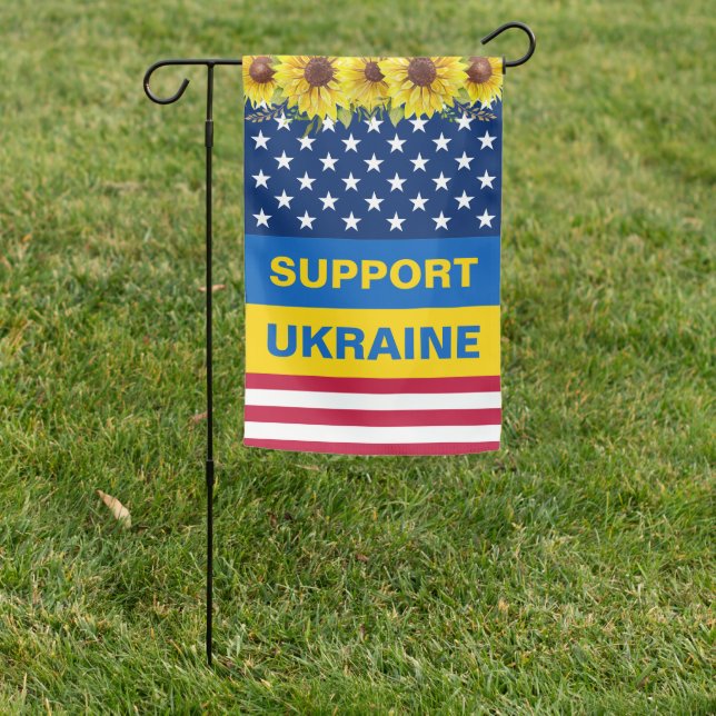 Ukraine USA American Support Patriotic  Garden Flag (In SItu)