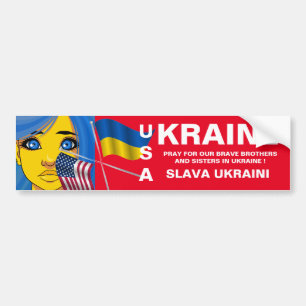 UKRAINE USA BUMPER STICKER
