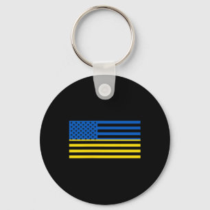 Ukraine Usa Flag Ukrainian American Citizen Bynner Keychain
