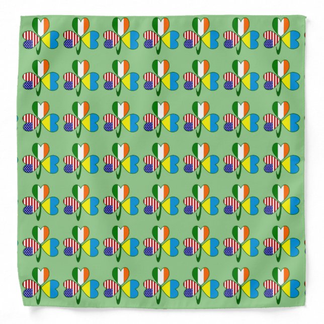 Ukraine USA Ireland Shamrock Flag Bandana (Front)