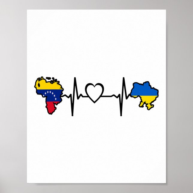 Ukraine Venezuela Flag Ukrainian Venezuelan Heartb Poster (Front)