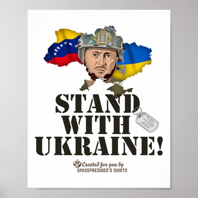 Ukraine Venezuela Flags Zelensky Stand With Ukrain Poster (Front)