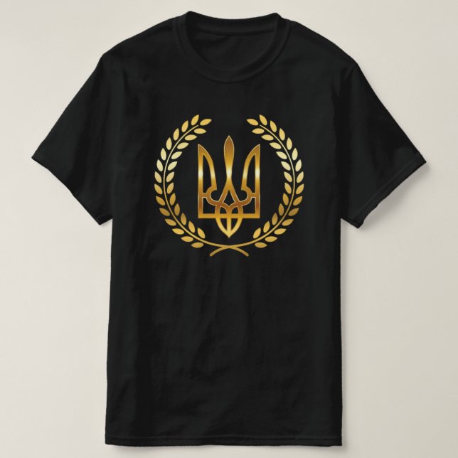 Ukraine Warrior Golden Trident T-Shirt (Design Front)