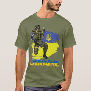 Ukraine Warrior Military Soldier Trident Zelensky T-Shirt