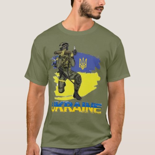 Ukraine Warrior Military Soldier Trident Zelensky  T_Shirt