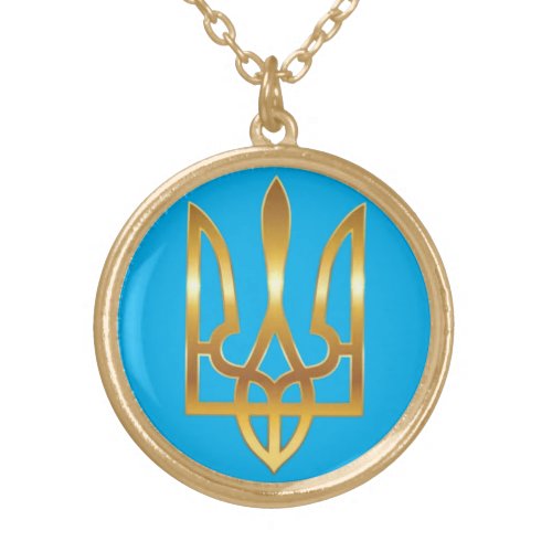 Ukraine Warrior Trident unisex Gold Bling Pendant