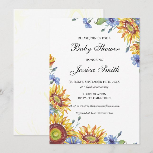 Ukraine Watercolor Baby Shower Invitation (Front/Back)