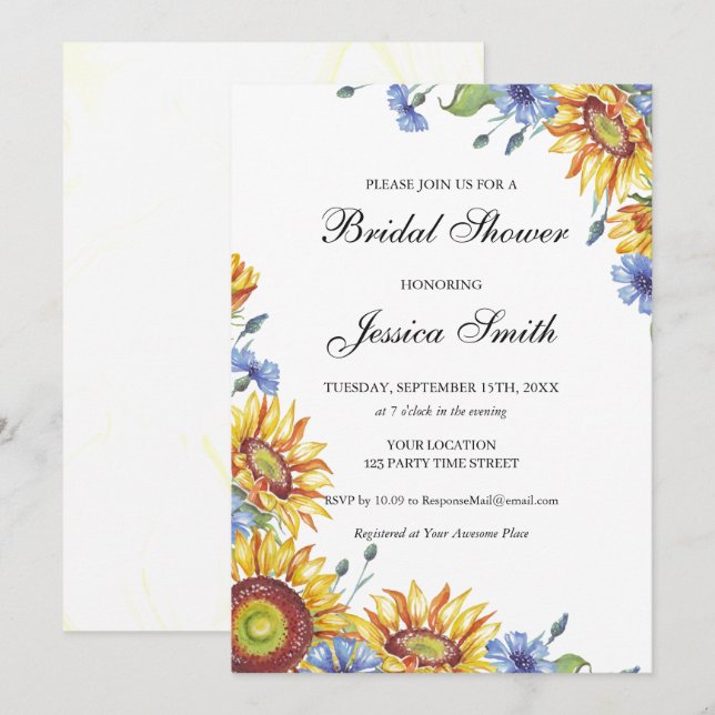 Ukraine Watercolor Bridal Shower Invitation (Front/Back)