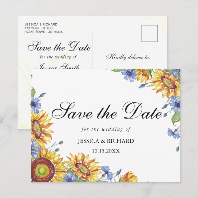 Ukraine Watercolor Save the Date Postcard (Front/Back)