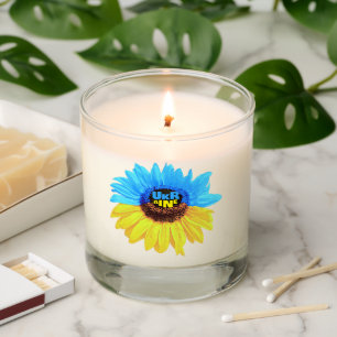 Ukraine watercolor sunflower blue yellow flag scented candle