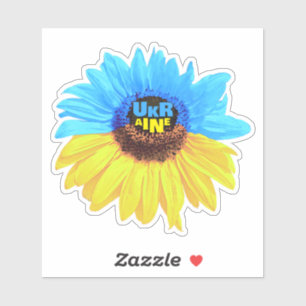 Ukraine watercolor sunflower blue yellow flag sticker