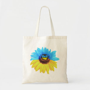 Ukraine watercolor sunflower blue yellow flag tote bag