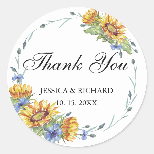 Ukraine Watercolor Wedding  classic round sticker (Front)