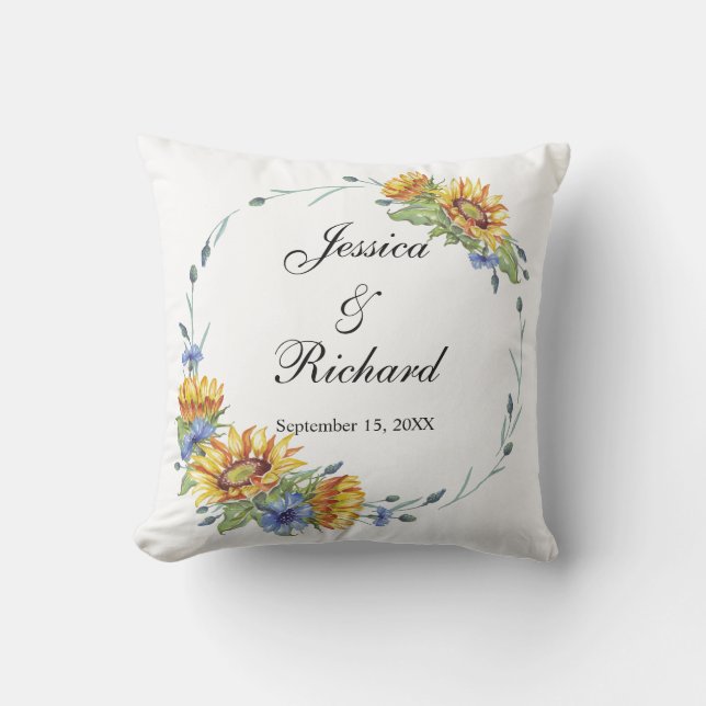 Ukraine Watercolor Wedding  throw pillow (Front)
