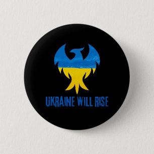 Ukraine Will Rise Phoenix Bird Button