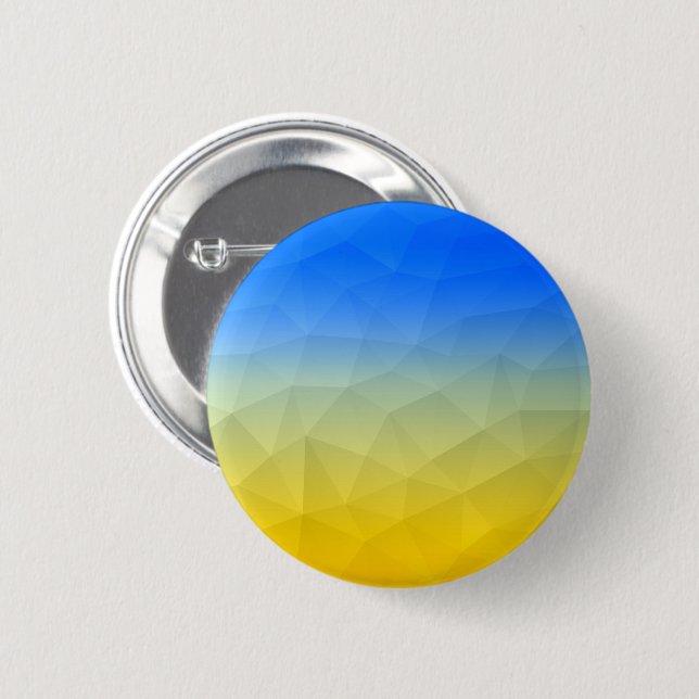 Ukraine yellow blue geometric mesh pattern button (Front & Back)