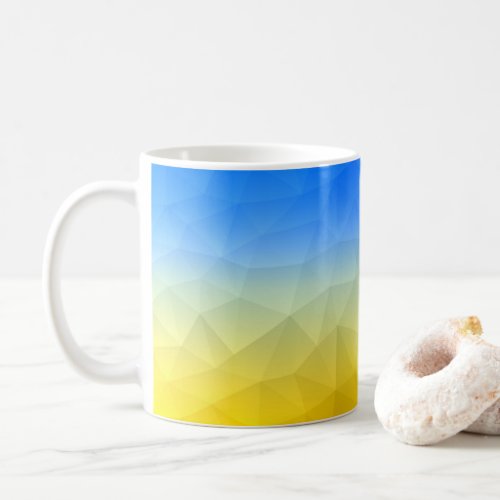 Ukraine yellow blue geometric mesh pattern coffee mug