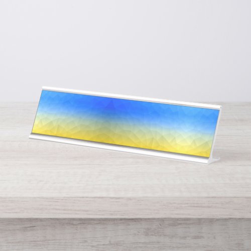 Ukraine yellow blue geometric mesh pattern desk name plate