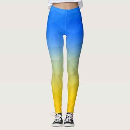 Ukraine yellow blue geometric mesh pattern leggings