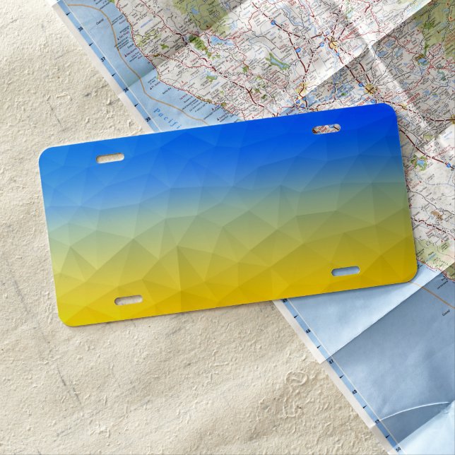 Ukraine yellow blue geometric mesh pattern license plate (In Situ)