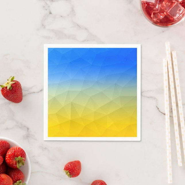 Ukraine yellow blue geometric mesh pattern napkins (Insitu)