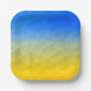 Ukraine yellow blue geometric mesh pattern paper plates