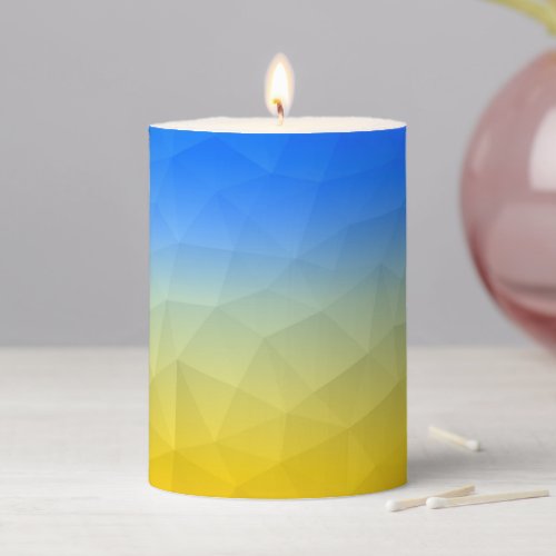 Ukraine yellow blue geometric mesh pattern pillar candle