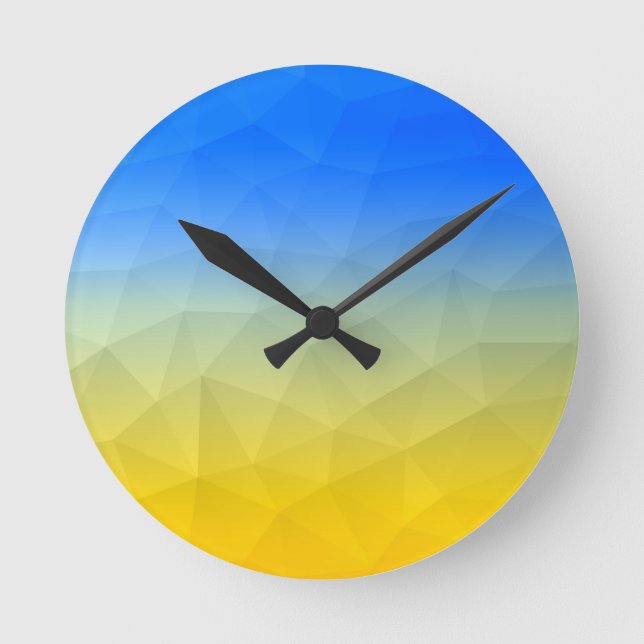 Ukraine yellow blue geometric mesh pattern round clock (Front)