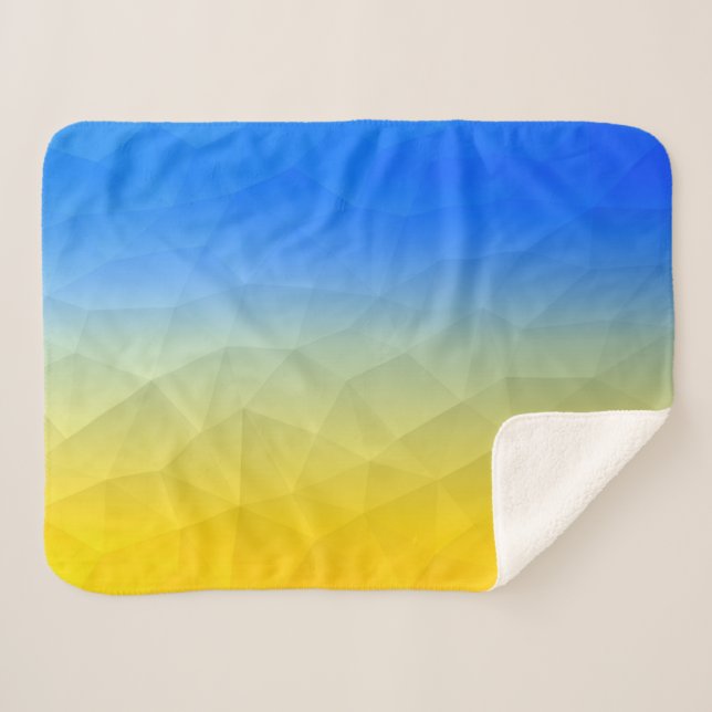 Ukraine yellow blue geometric mesh pattern sherpa blanket (Front (Horizontal))